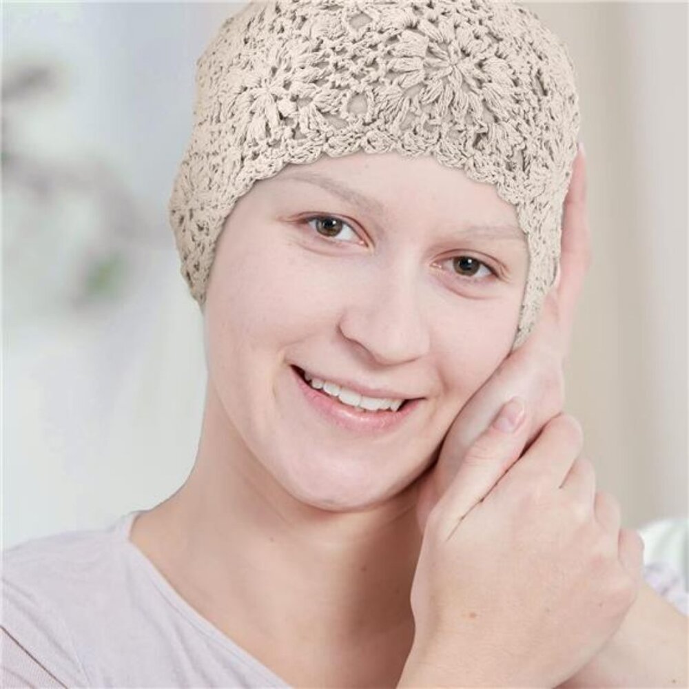 2 Pieces Floral Crochet Slouchy Beanie Hat Handmade Knit Cutout Women Floral - Picture 7 of 8